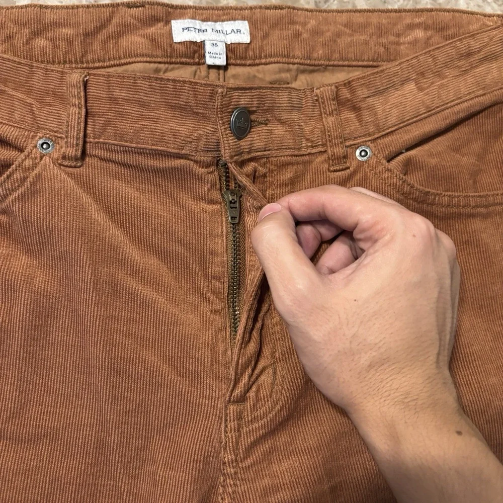 Peter Millar Pants Mens 35 (fits 36x33) Rust Orange Superior Corduroy Stretch